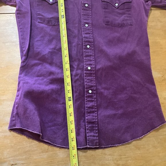 Panhandle Men's Shirt Size 15.5x34 Heavy Denim Pearl Snap Long Sleeve Purple - Picture 6 of 9